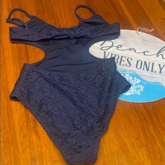 Chic Aerie Navy Lace Cutout High-cut Swimsuit - Picture 2 of 3